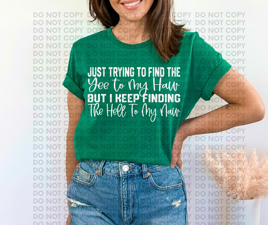 Just trying to find the yee to my haw but I keep finding the hell to my naw