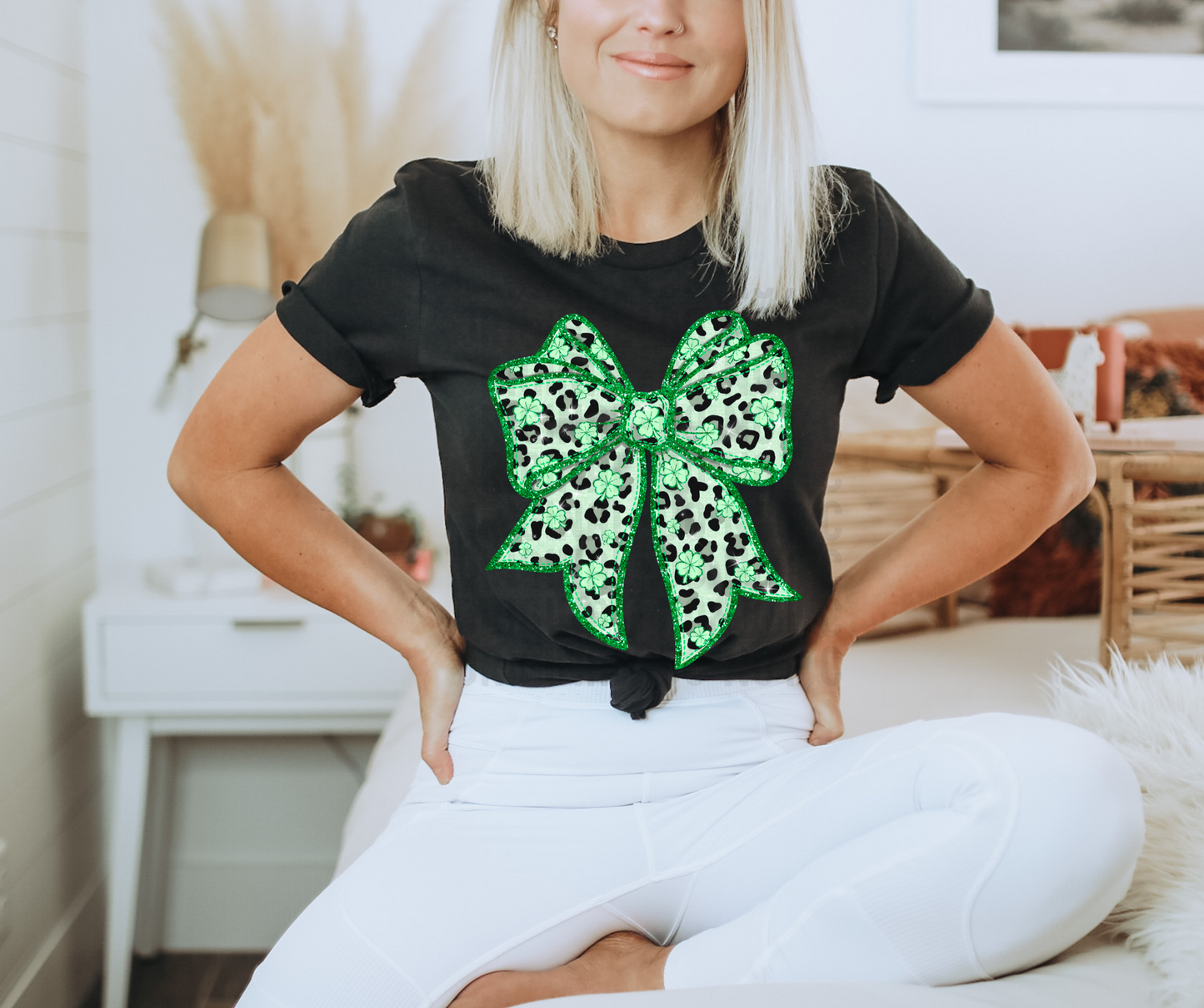Green and leopard bow