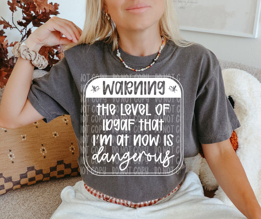 The level of IDGAF that i'm at now is dangerous