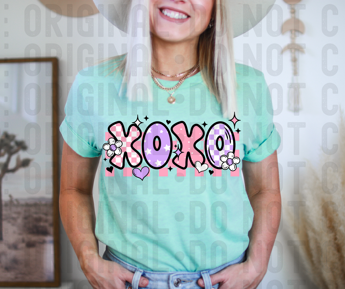 Xoxo pink checkered