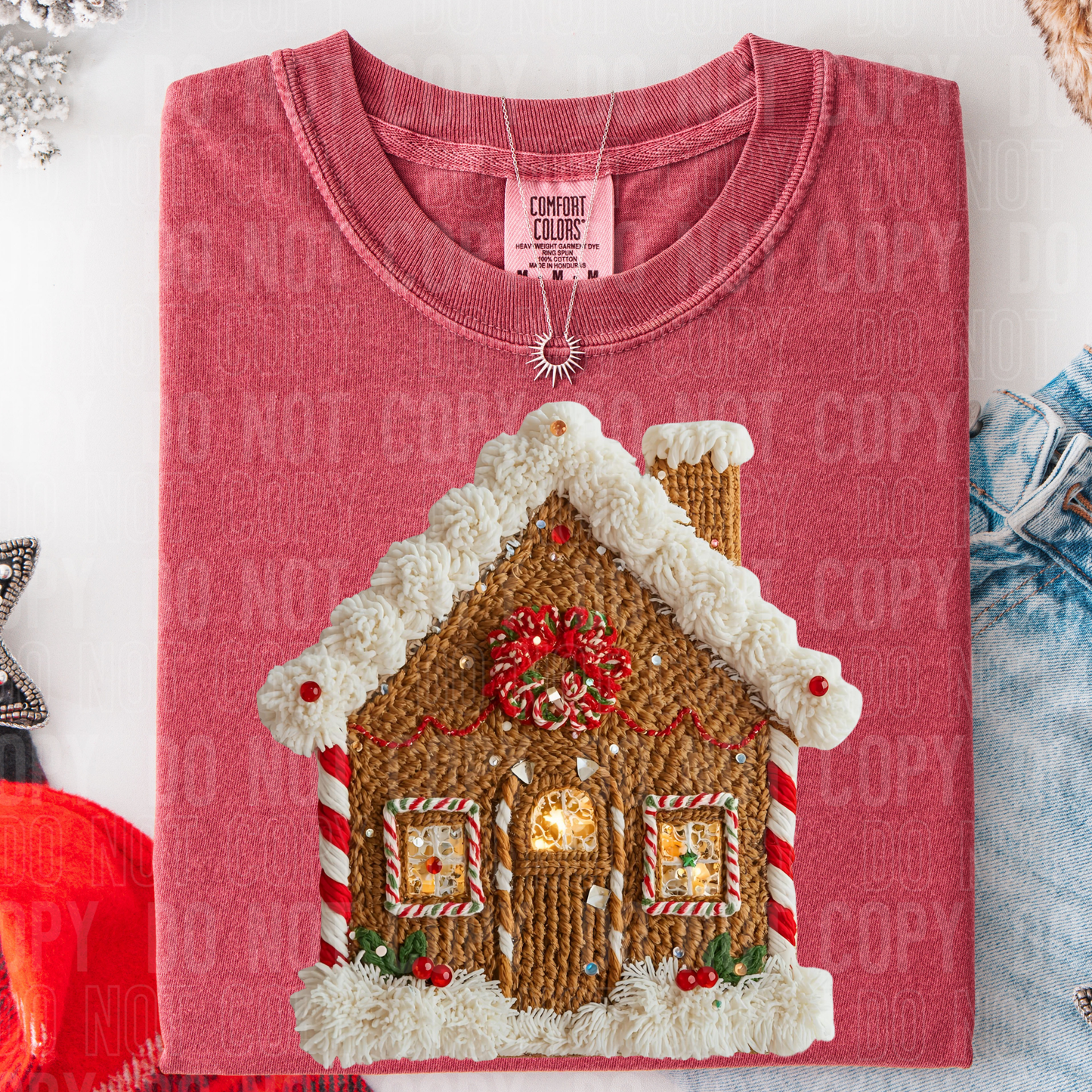 Gingerbread house faux yarn