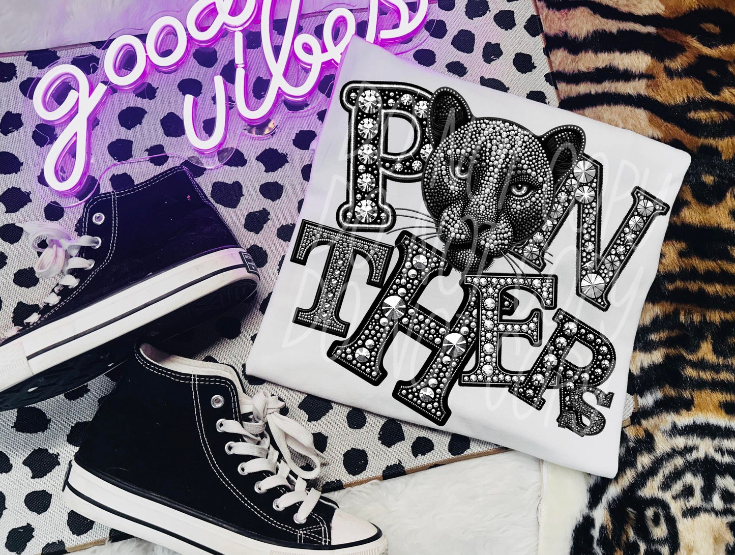 Faux Rhinestone Panthers