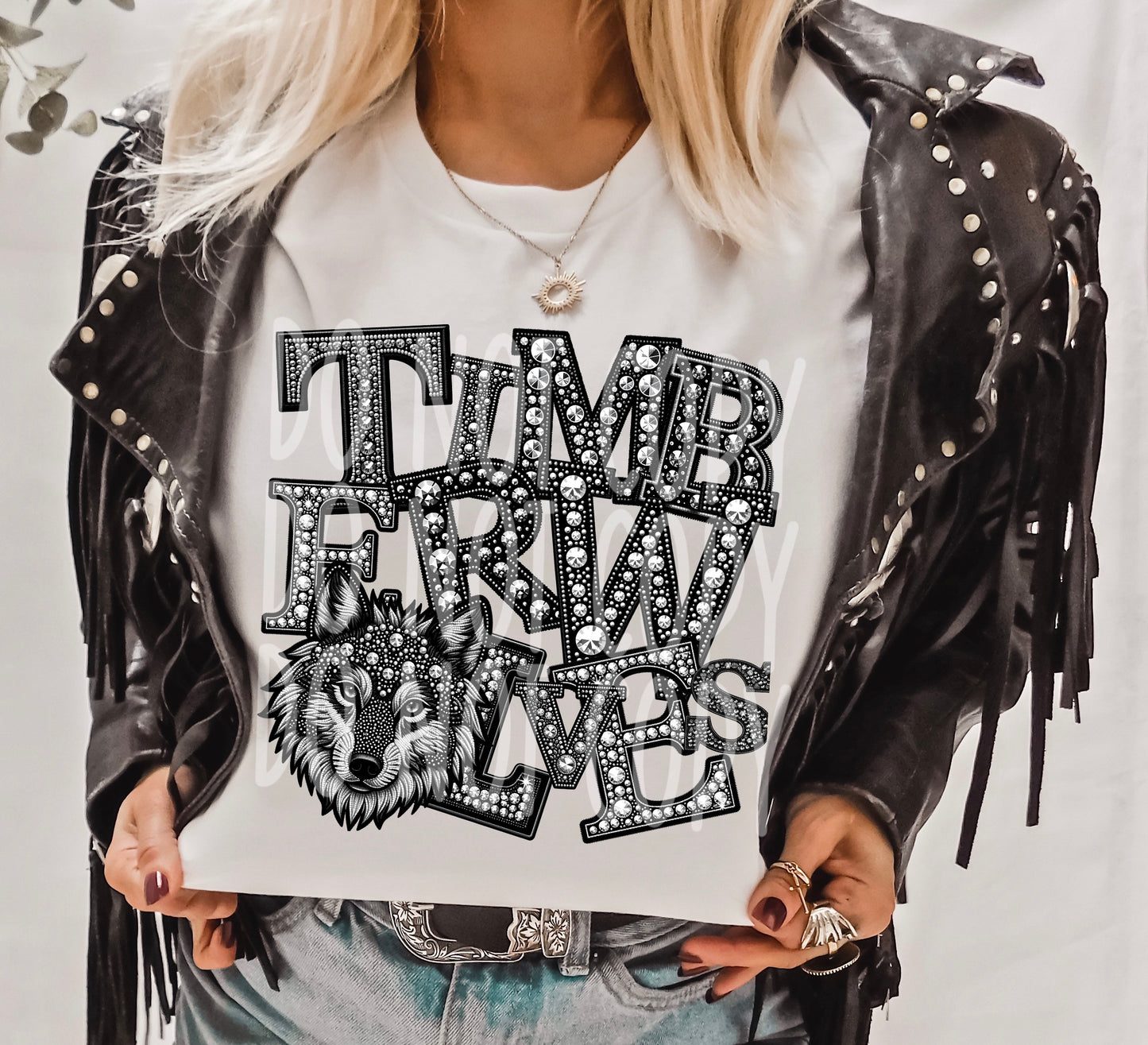 Faux Rhinestone Timberwolves