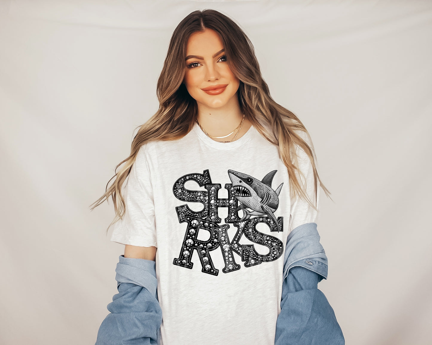 Faux Rhinestone Sharks