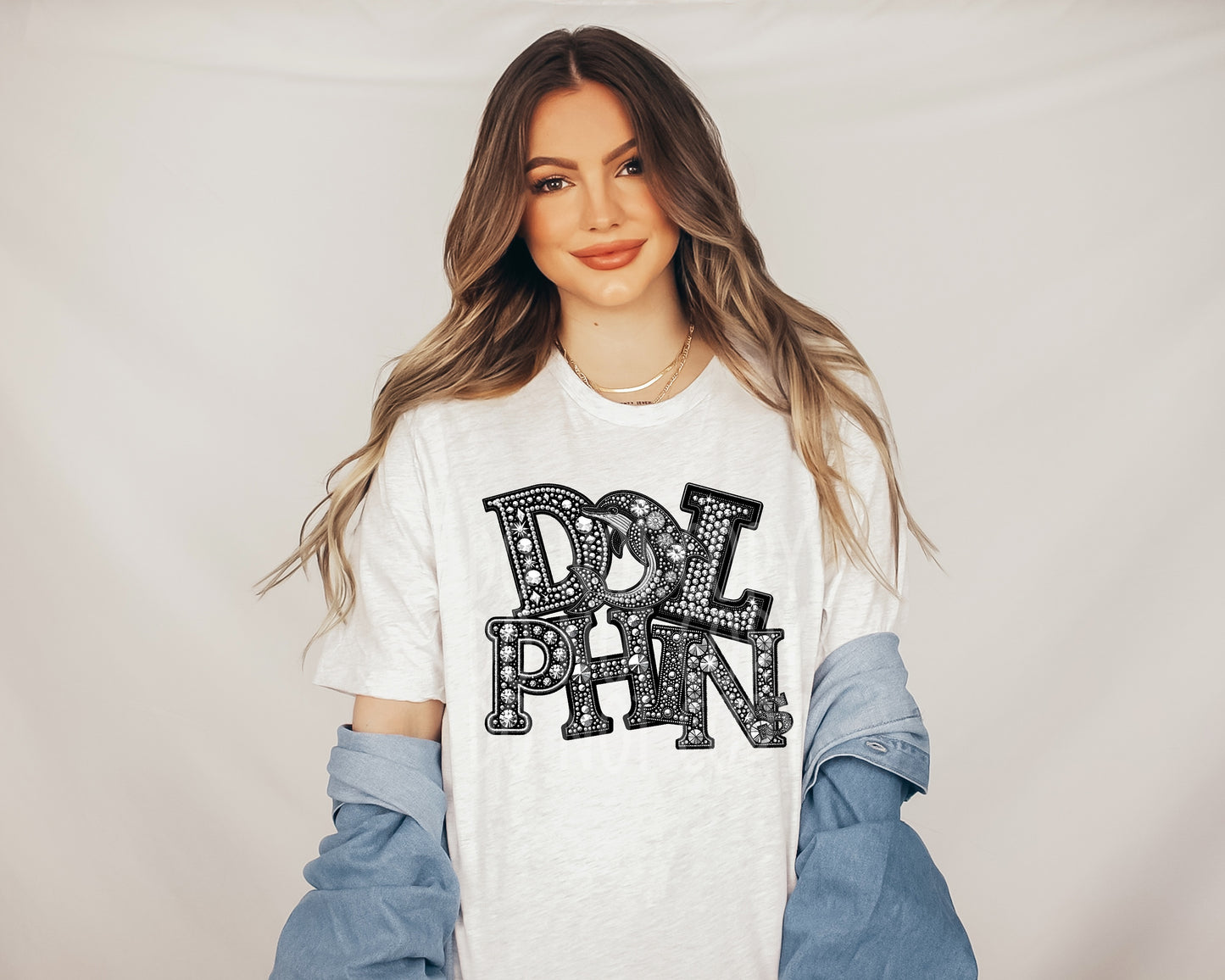 Faux Rhinestone Dolphins