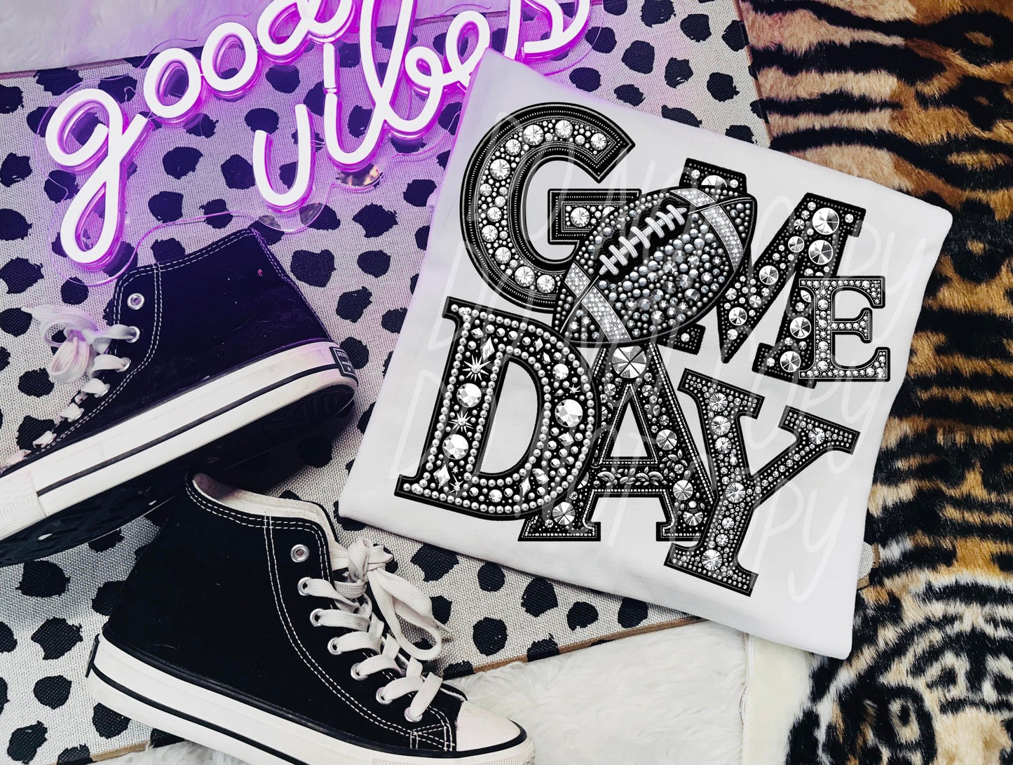 Faux Rhinestone Game day football