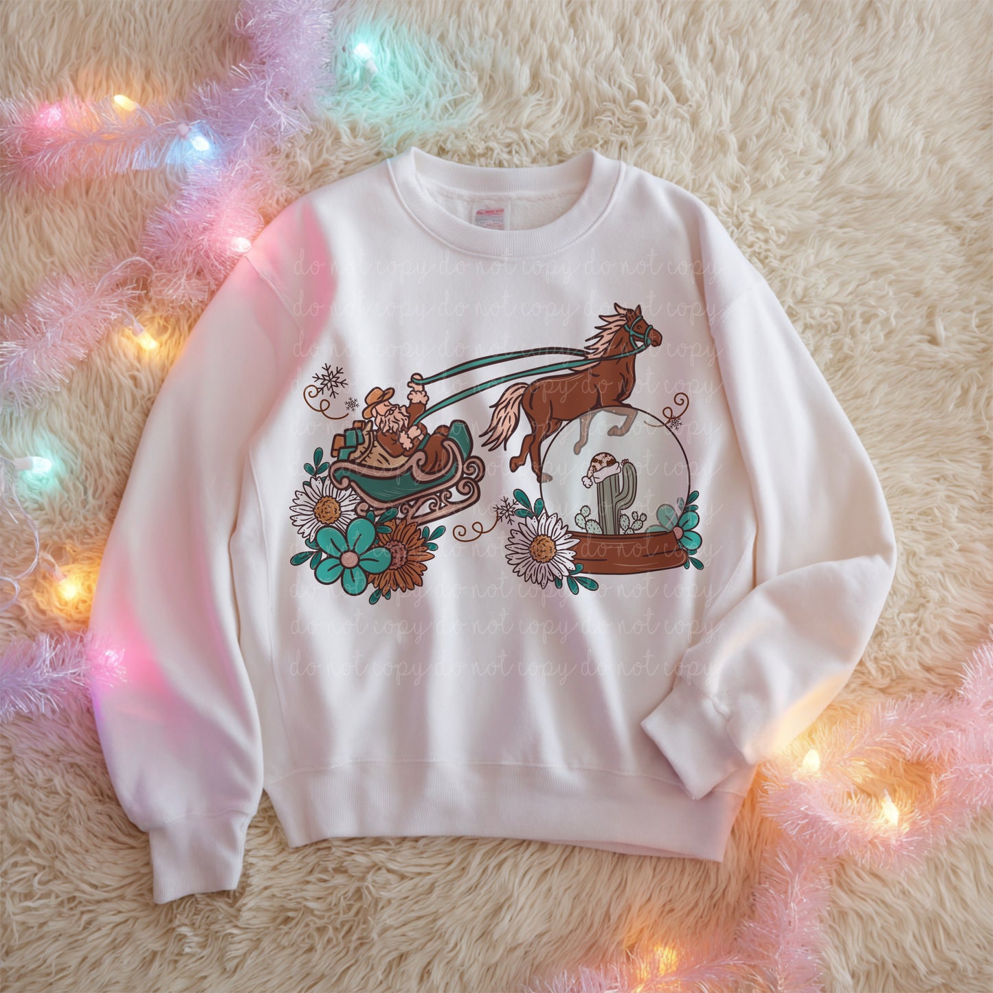 Western cowboy Santa sleigh with horse