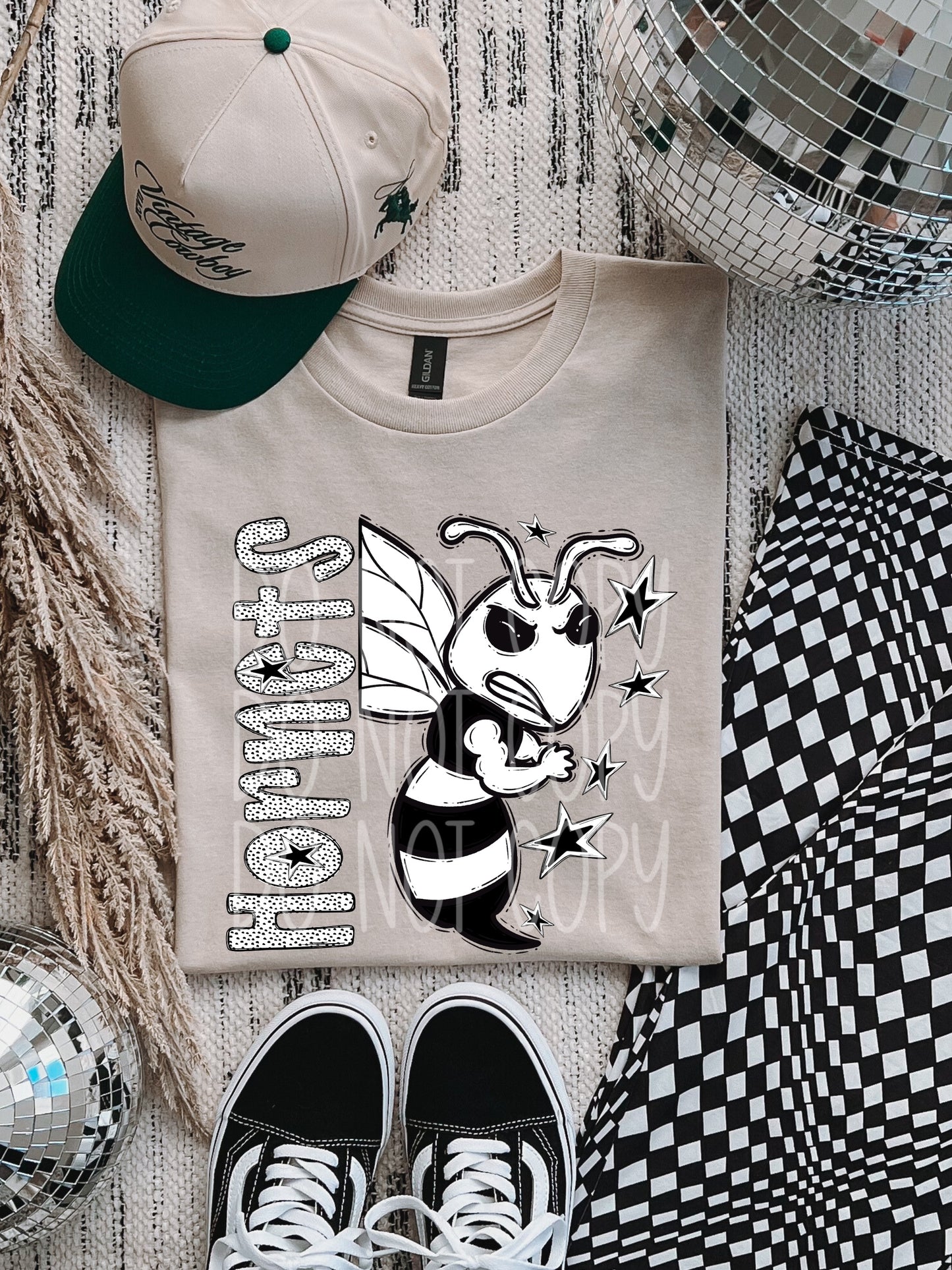 Hornets black and white polka dot mascot