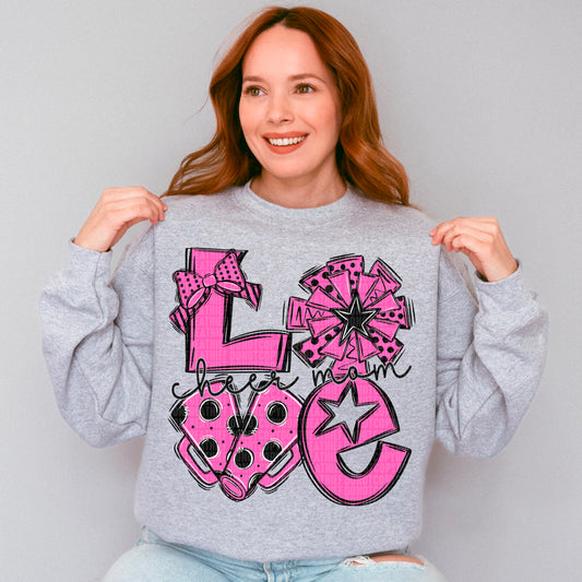 Love cheer mom black and dark pink