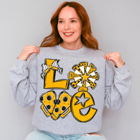 Love cheer black and yellow gold