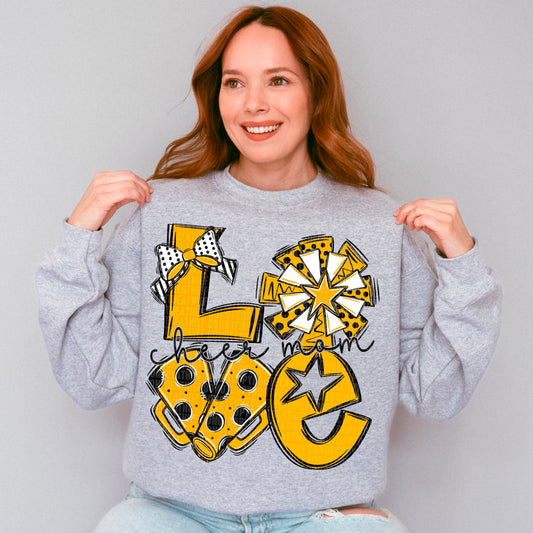 Love cheer mom black and yellow gold