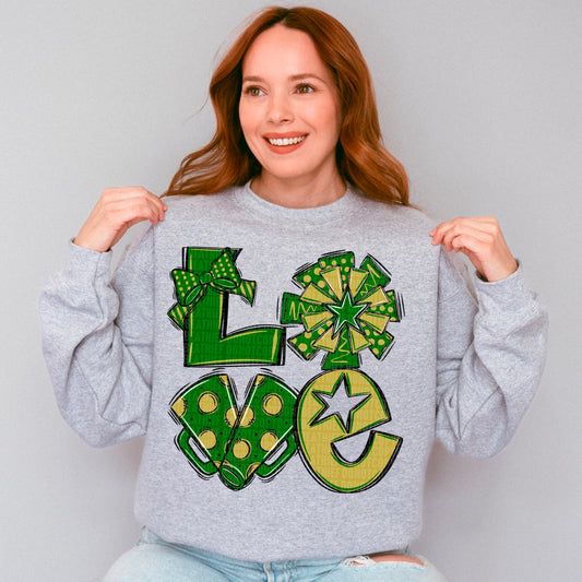 Love cheer green and gold
