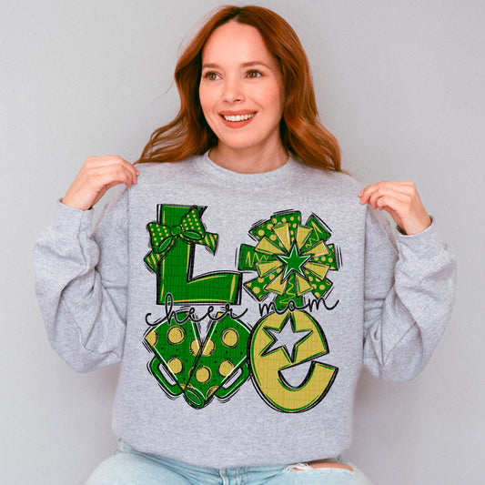 Love cheer mom green and gold