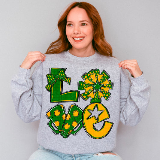 Love cheer green and yellow gold