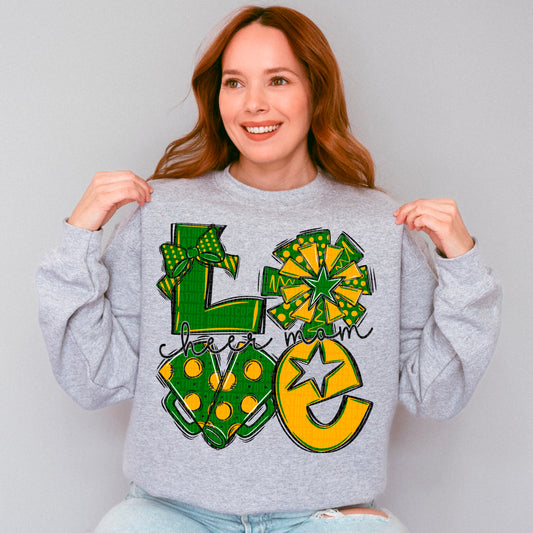 Love cheer mom green and yellow gold