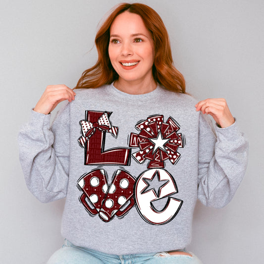 Love cheer maroon and white