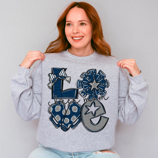 Love cheer mom navy, grey and white