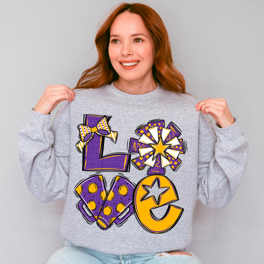 Love cheer purple and yellow gold