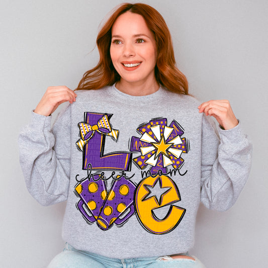 Love cheer mom purple and yellow gold