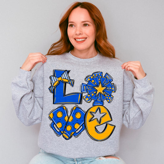 Love cheer blue and yellow gold