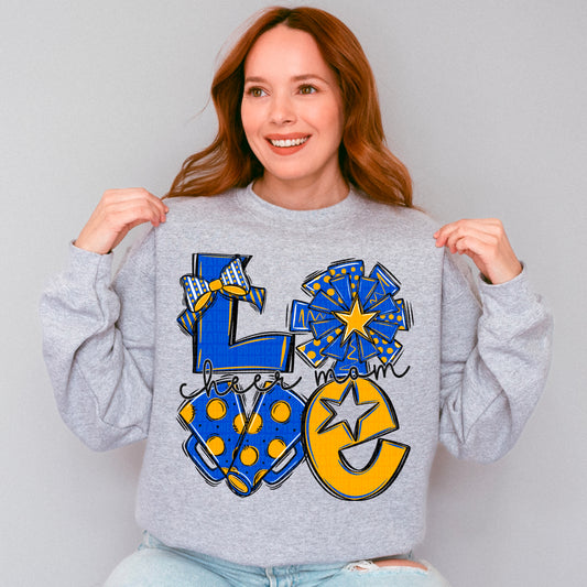 Love cheer mom blue and yellow gold