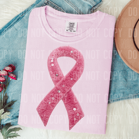 Breast cancer ribbon faux sequins