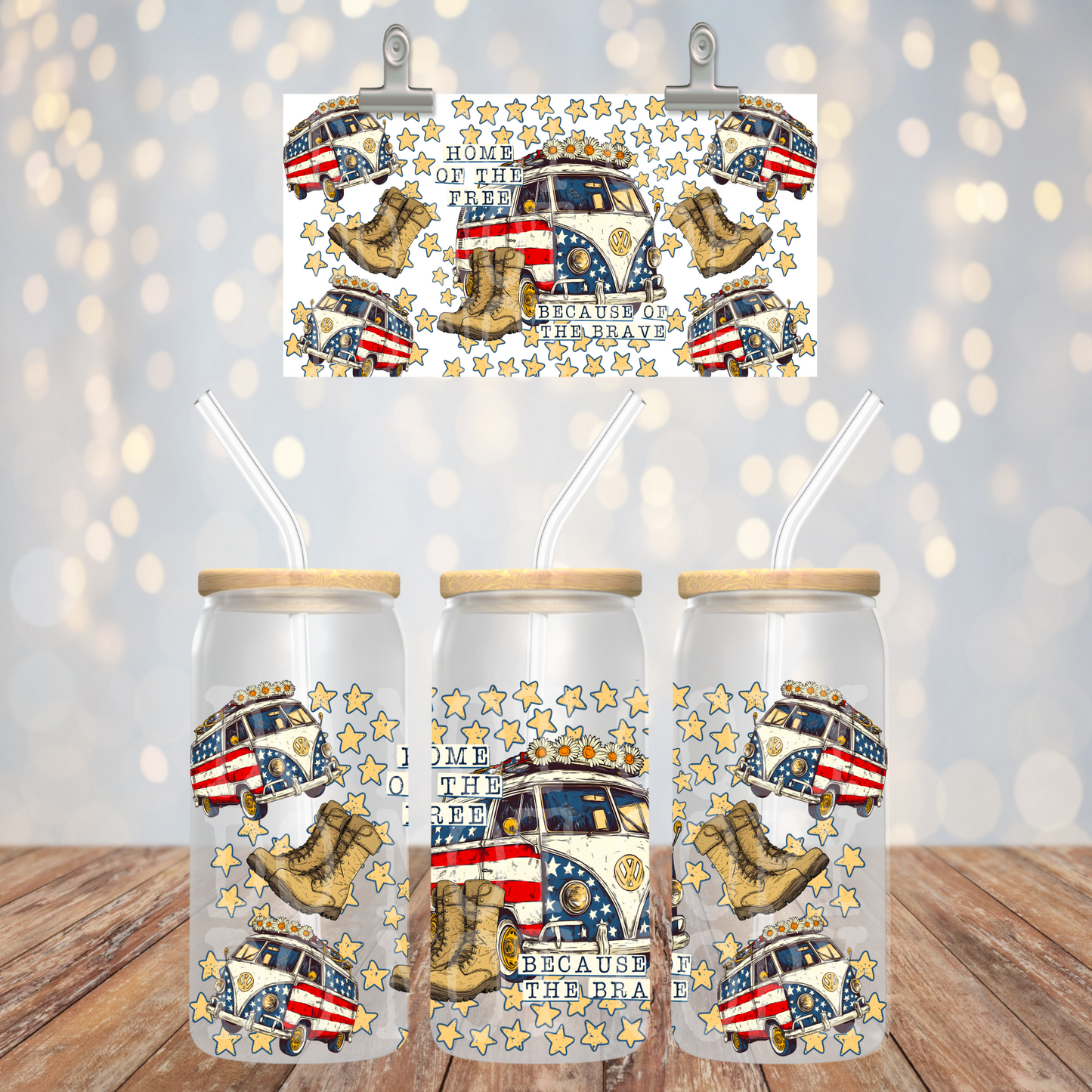 Home of the free because of the brave 16oz Libbey wrap