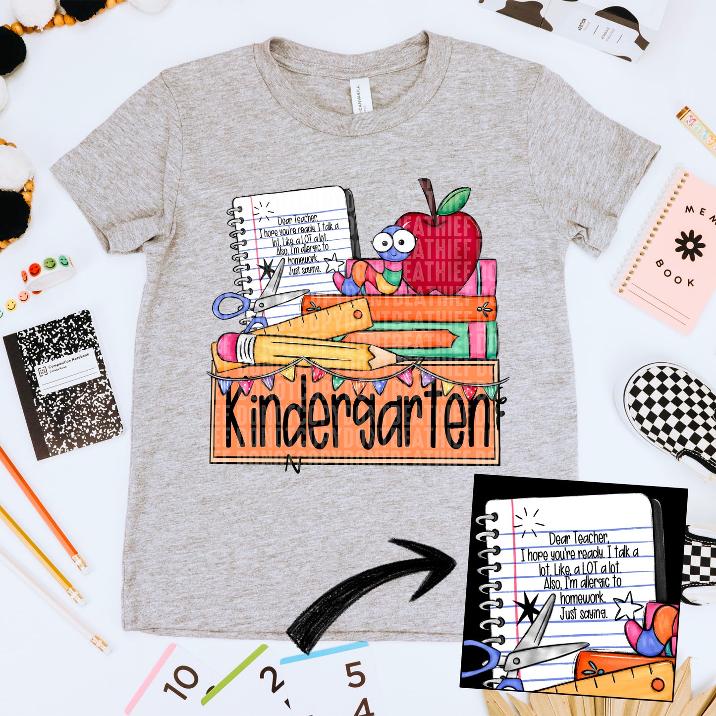 Kindergarten notebook and pencil