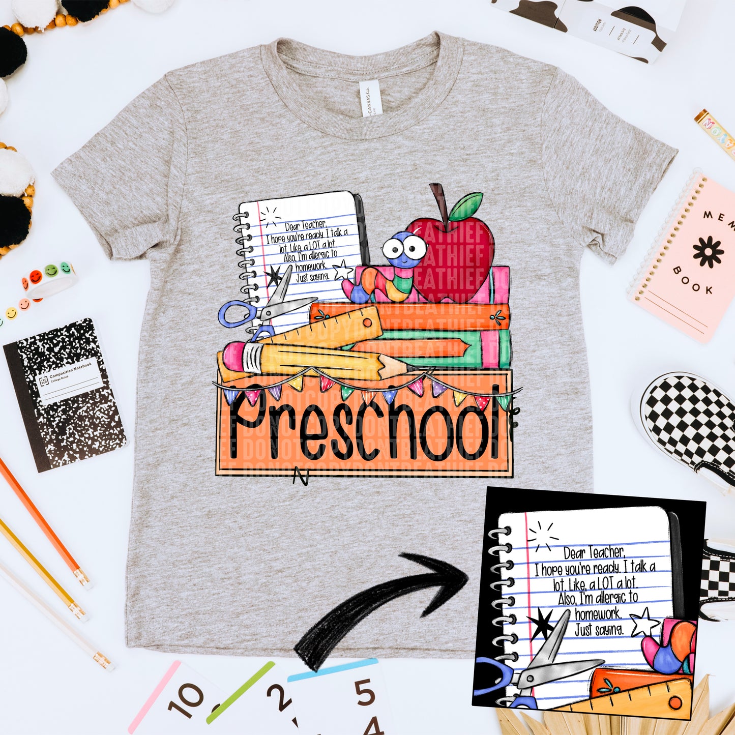Preschool notebook and pencil