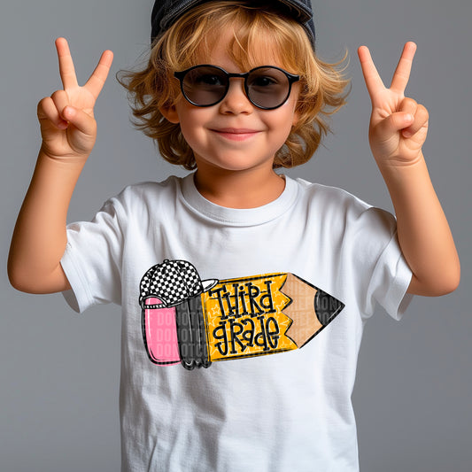 Third grade boy school pencil