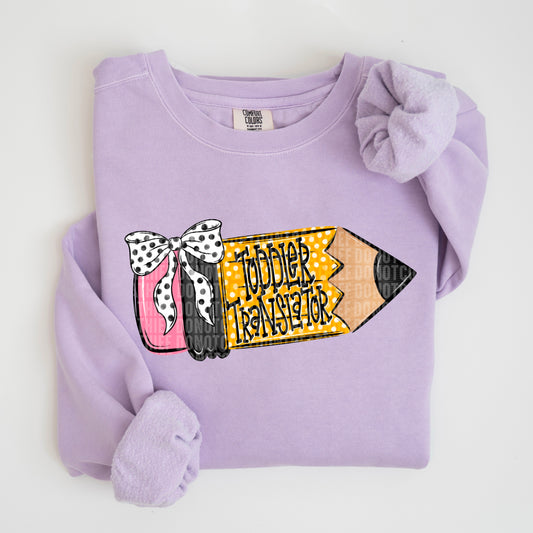 Toddler translator aide girl school pencil