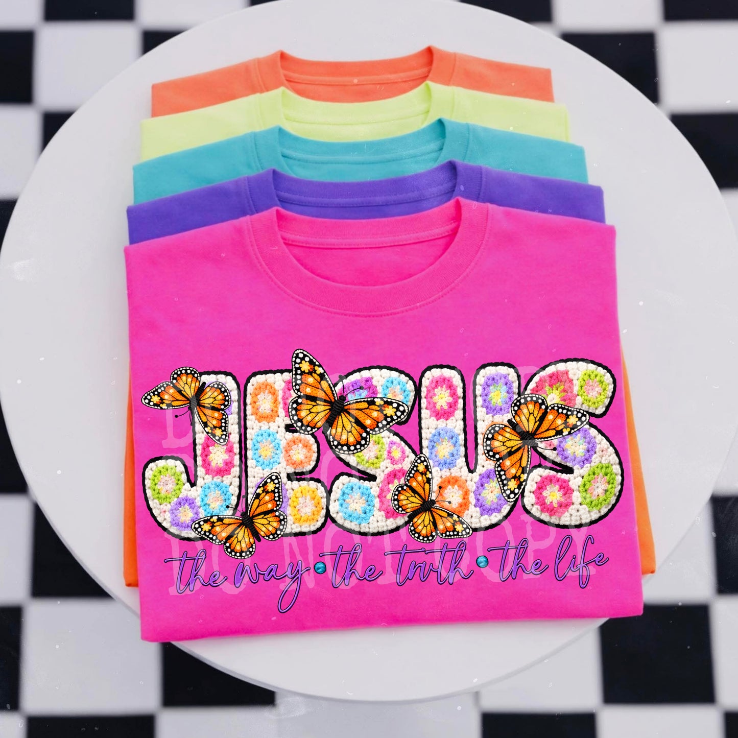 Jesus the way the truth the life faux embroidery effect