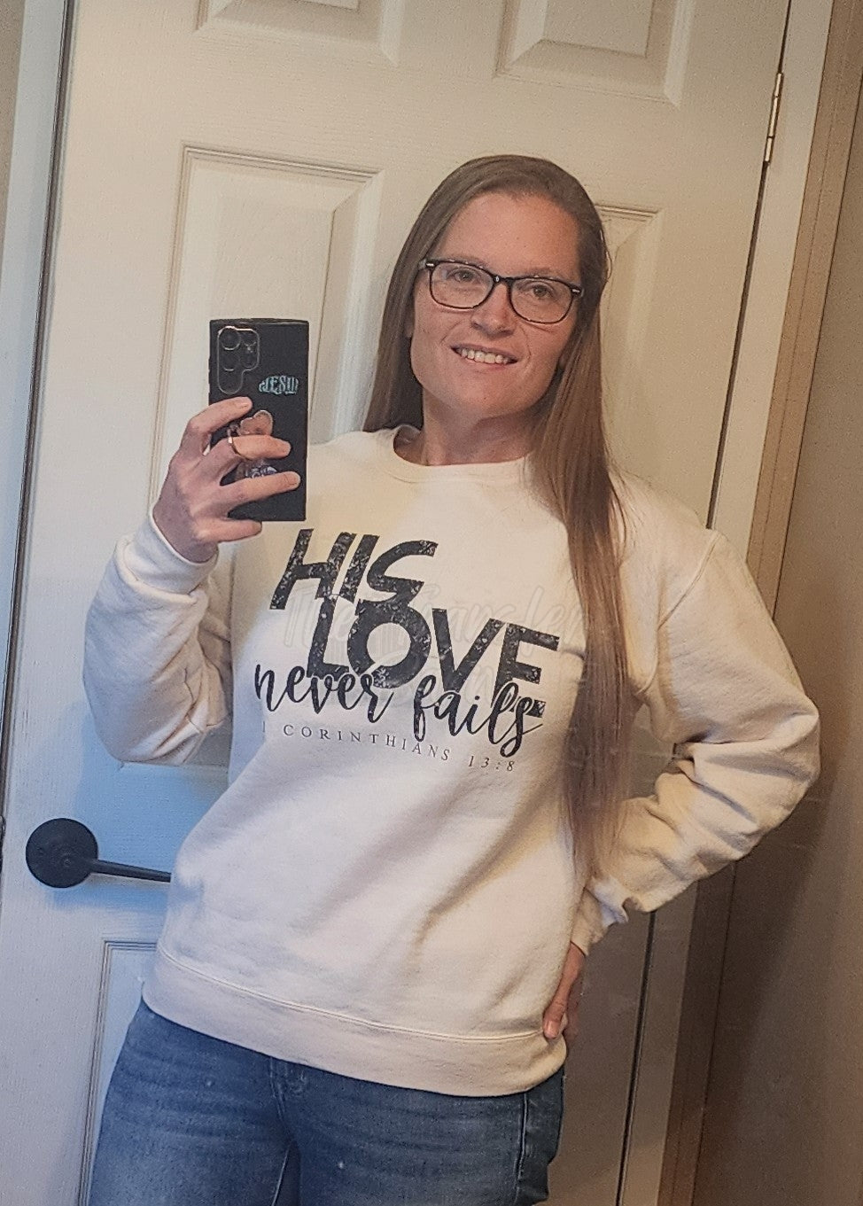 His love never fails completed sweatshirt (Jerzee brand)