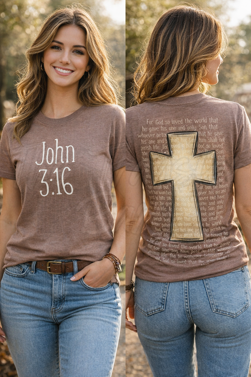 John 3:16 (front 3.5in & back transfers)
