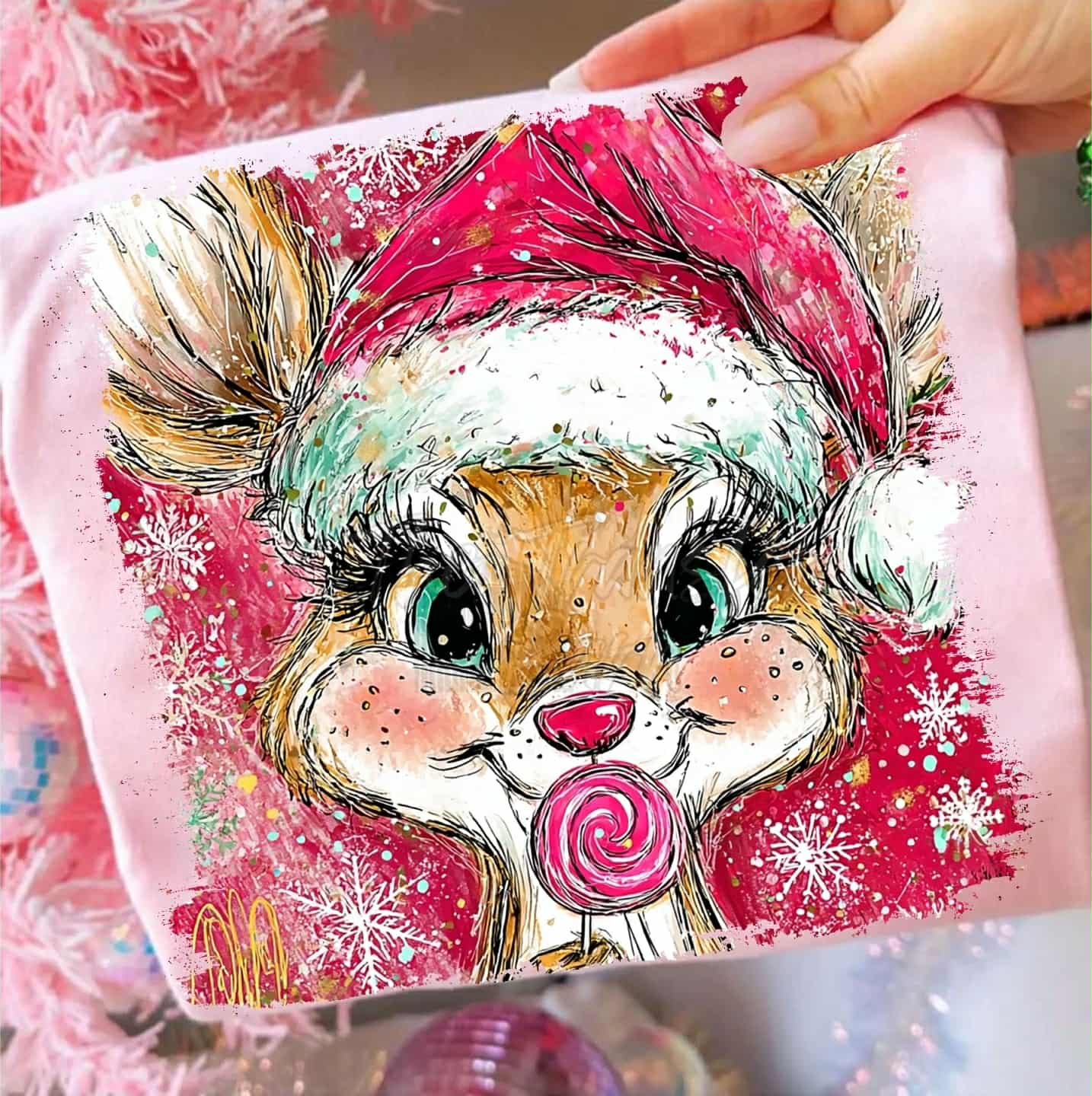 Reindeer blowing bubble