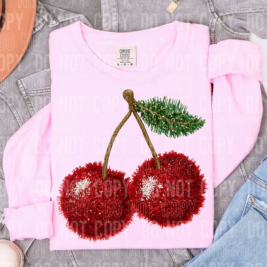 Cherries faux yarn