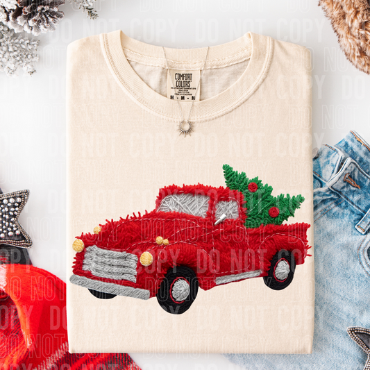 Red truck faux yarn