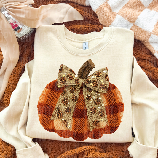 Pumpkin bow faux sequins