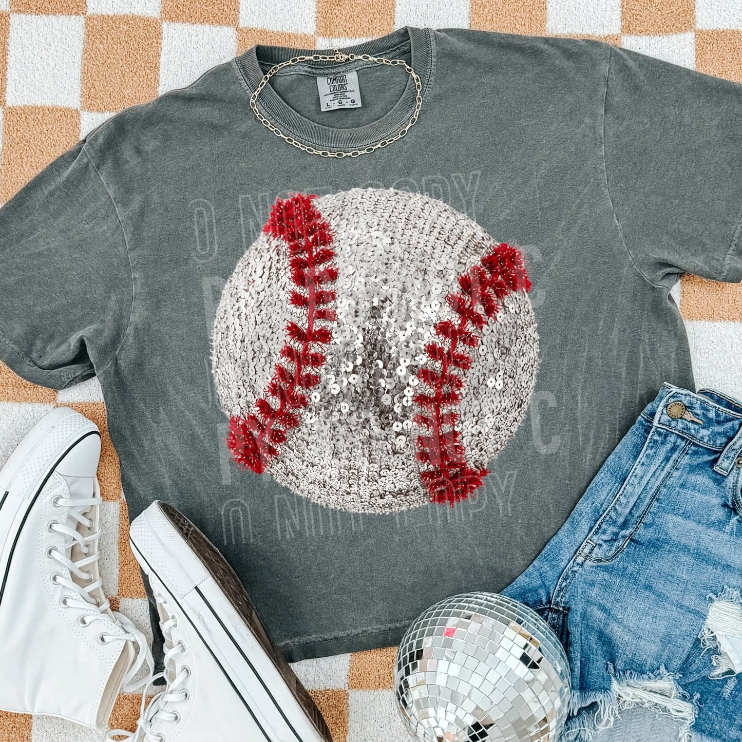 Faux sequin baseball