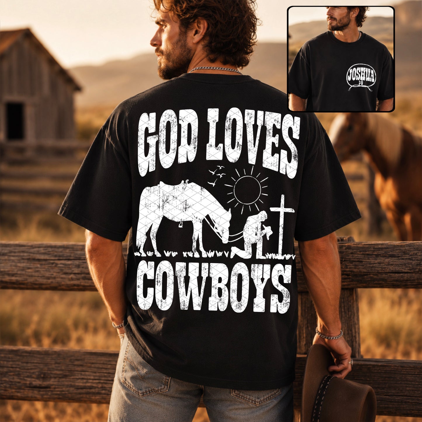 God loves cowboys (front & back design included)