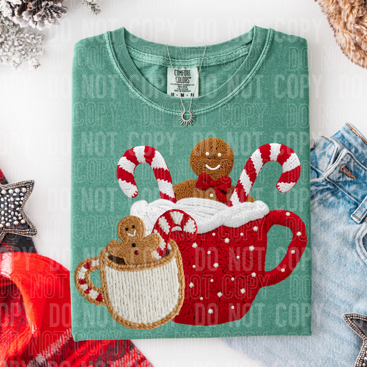 Gingerbread cups faux yarn