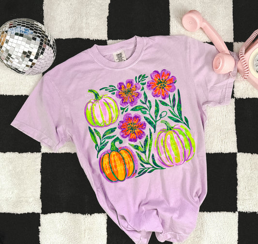 Pumpkins with flowers