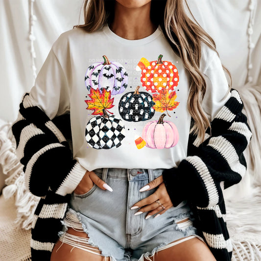 Bat checkered polka dot pumpkins