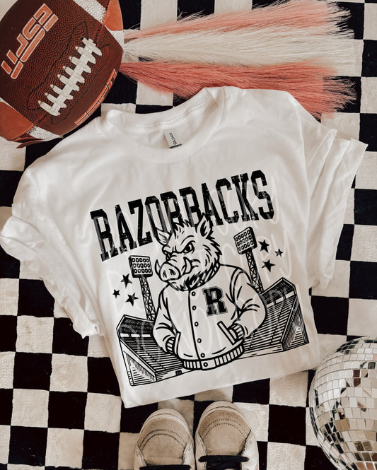 Razorbacks letterman jacket mascot