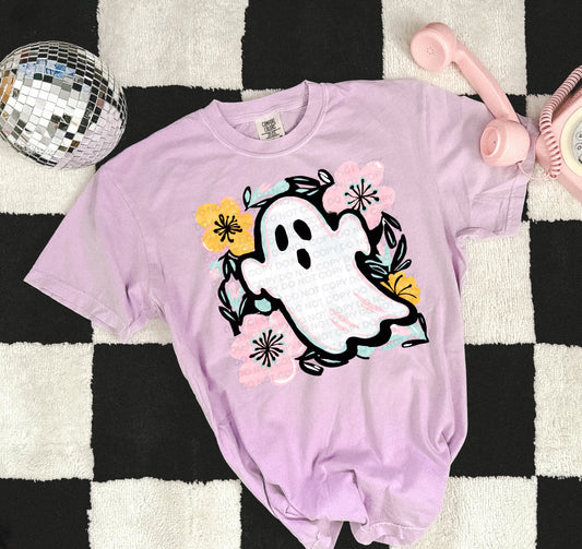 Ghost with pink flowers