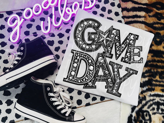 Faux Rhinestone Game day with star