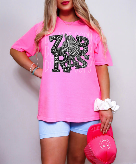 Faux Rhinestone Zebras