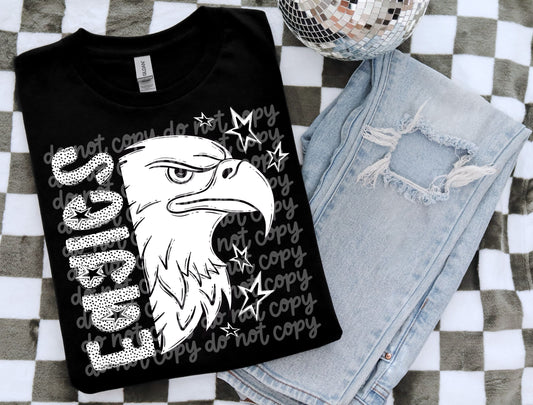 Eagles black and white polka dot mascot