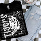 Tigers black and white polka dot mascot