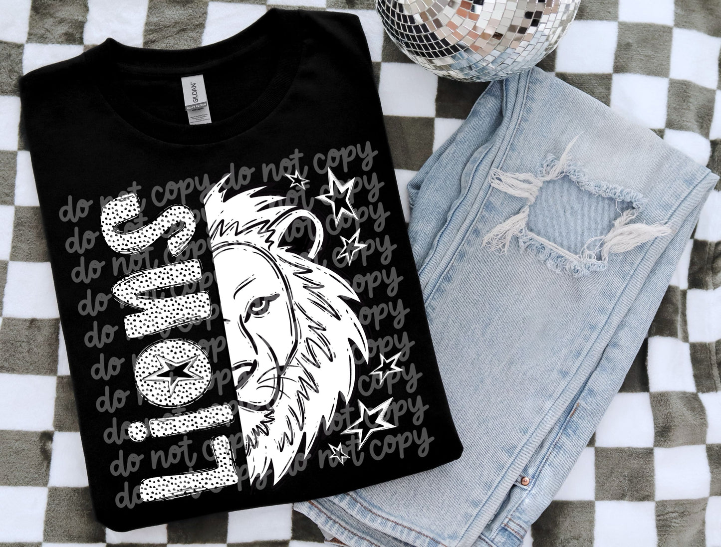 Lions black and white polka dot mascot